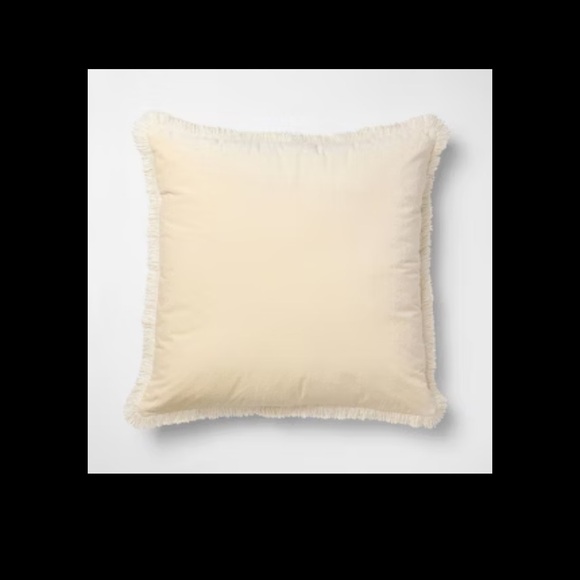 NWT, 2 Threshold Studio McGee- Oversized Square Velvet Fringe Yellow pillows - Picture 1 of 1